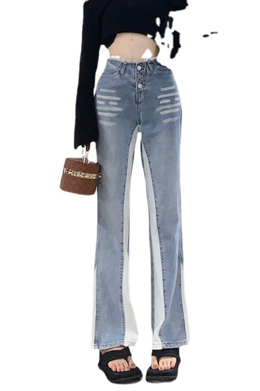 Jeans Cintura Alta Contraste de Colores - Efecto Piernas Largas - Image 6