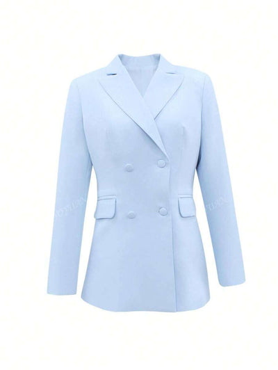 Blazer Otoñal de Solapa Muesca y Doble Botonadura con Bolsillos - Image 9