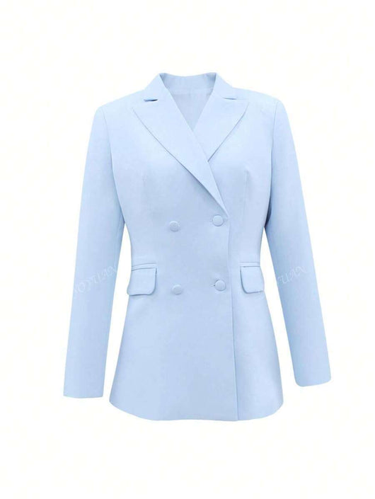 Blazer Otoñal de Solapa Muesca y Doble Botonadura con Bolsillos - Image 9