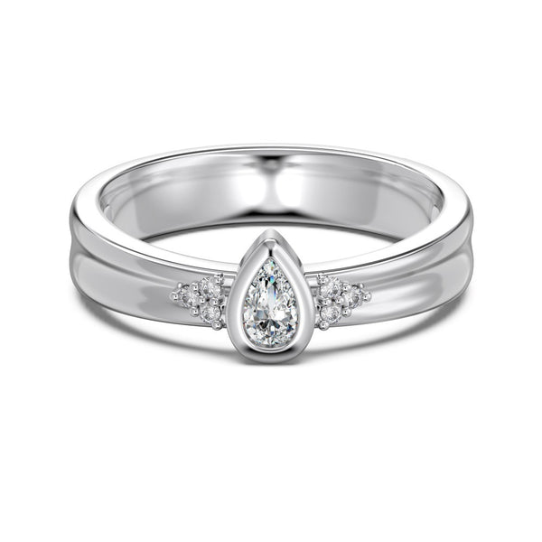Anillo Retro de Mujer en Metal con Forma de Pera y Acabado Cepillado - Image 5