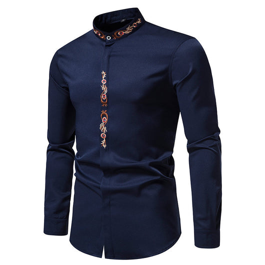 Camisa Casual de Manga Larga con Bordados para Hombre - Image 7