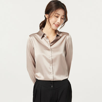 Blusa de Seda Satinada Manga Larga para Mujer - Image 12