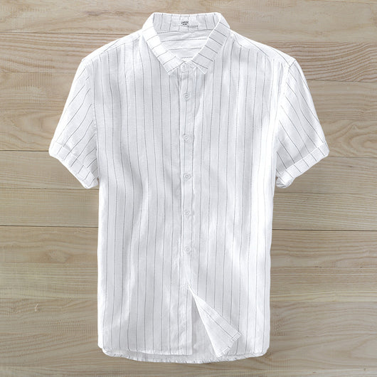 Camisa Manga Corta a Rayas para Hombre - Image 9