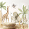 Vinilo Decorativo Boho Animales Salvajes Africanos y Árbol Tropical