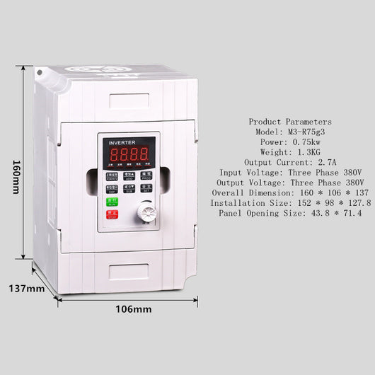 Variador de Frecuencia Trifásico 380V - Control de Velocidad 0.75 a 7.5kW - Image 3