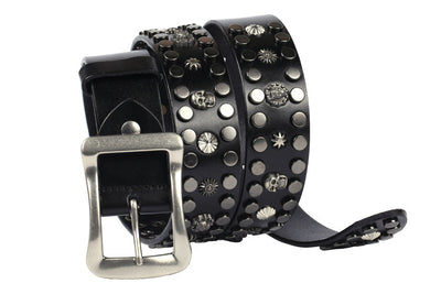Cinturón de Cuero Genuino Punk con Calavera y Remaches - Hebilla Japonesa Estilo Europeo - Image 9