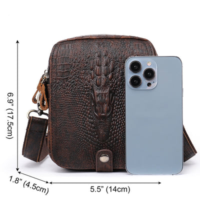 Bolsa Bandolera de Cuero Genuino con Diseño Diagonal para Hombre - Image 6