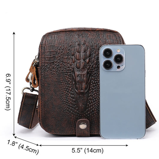 Bolsa Bandolera de Cuero Genuino con Diseño Diagonal para Hombre - Image 6
