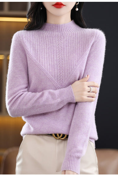 Suéter Cuello Alto Calado en Lana - Prenda Base Versátil - Image 24