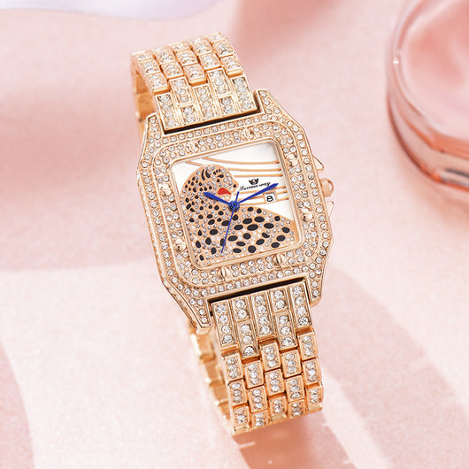 Reloj de Cuarzo para Mujer con Diamantes y Estampado Leopardo - Image 13