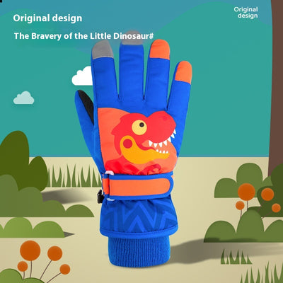 Guantes Térmicos Acolchados para Niños con Diseño de Dinosaurio