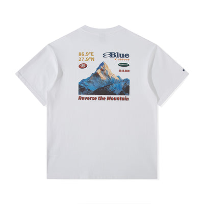 Playera Suelta Retro Pareja Estampado Montaña Nevada - Image 6