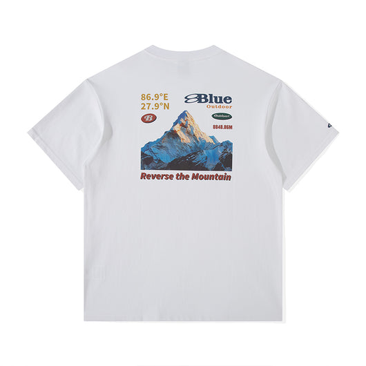 Playera Suelta Retro Pareja Estampado Montaña Nevada - Image 6