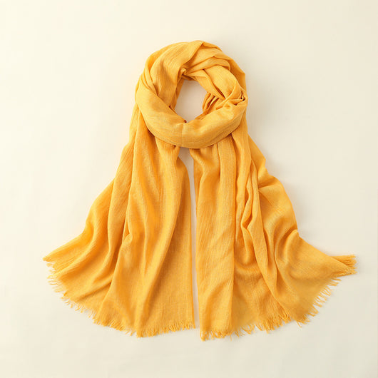 Pañuelo de Algodón y Lino Artístico de Color Sólido para Mujer - Image 9