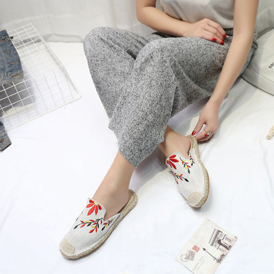 Sandalias Baotou Bordadas con Hojas para Mujer - Image 11