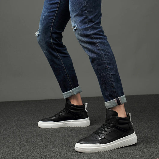 Tenis Altos de Cuero Coreanos para Hombre - Estilo Urbano Deportivo - Image 13