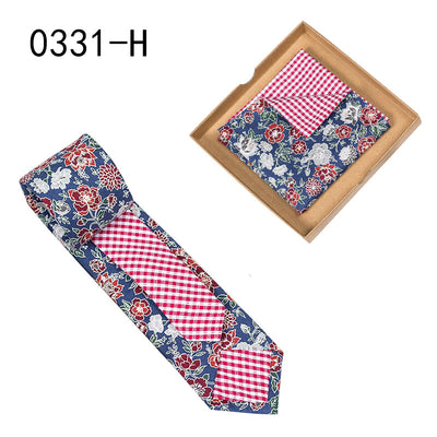 Corbata de Algodón con Estampado Floral y Pañuelo de Bolsillo - Image 28