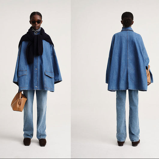 Chaqueta Denim Línea A Hombros Caídos Largo Medio