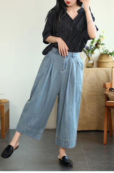 Pantalón Cropped Ancho de Tencel y Algodón para Tallas Grandes - Image 19