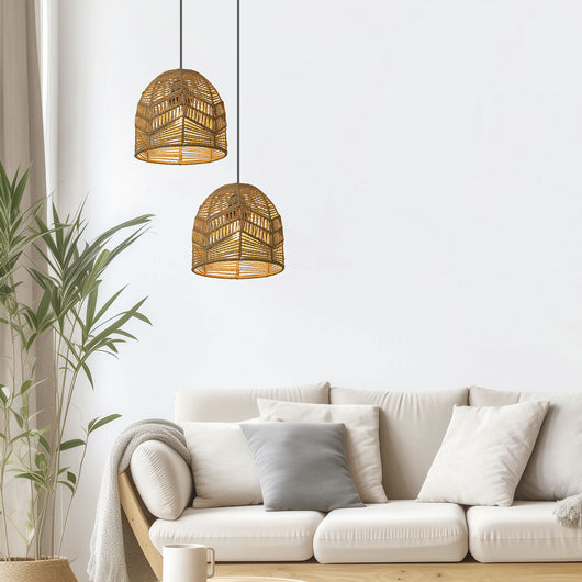 Lámpara Colgante Tejida a Mano con Cordón de Papel - Diseño Artesanal Creativo - Image 3