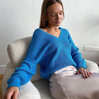 Suéter Tejido V-Neck Estilo Relajado para Mujer - Image 16