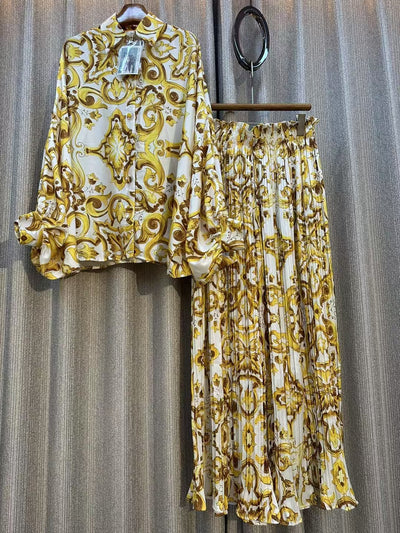 Conjunto de Dos Piezas: Blusa Estampada Personalizada + Pantalón Ancho de Cintura Alta - Image 30