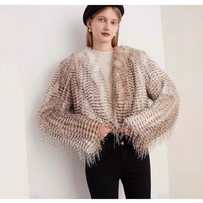 Chaqueta de Invierno para Mujer con Estampado Jacquard y Cuello de Peluche - Image 5