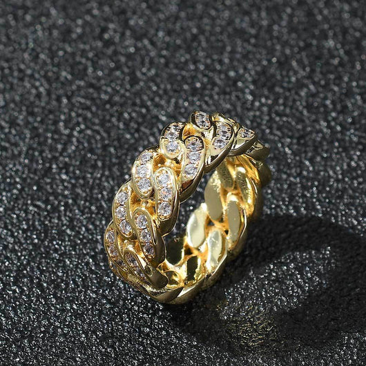 Anillo Cubano de Circonia Cúbica para Hombre con Eslabones de Una Fila - Image 6