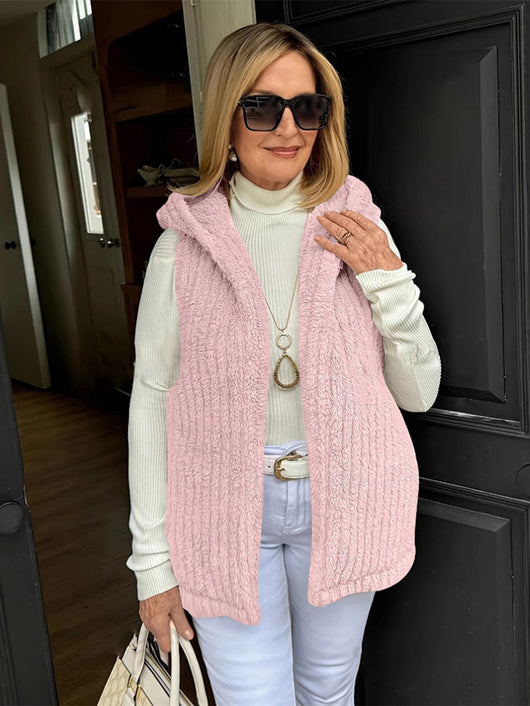 Chaleco Fuzzy sin Mangas con Capucha para Mujer - Comodidad y Estilo - Image 6