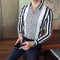 Camisa Casual de Manga Larga con Cuello Puntiagudo a Rayas - Seda de Hielo sin Planchado