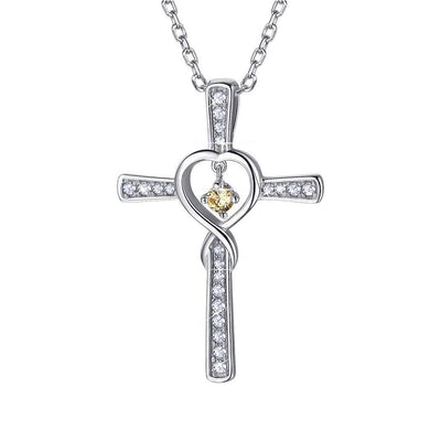 Collar Colgante Cruz Cristiana Fe y Amor Infinito con Piedra de Nacimiento - Image 10