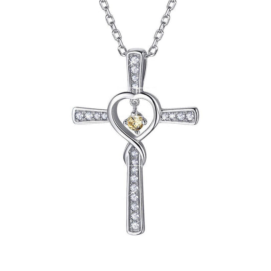 Collar Colgante Cruz Cristiana Fe y Amor Infinito con Piedra de Nacimiento - Image 10