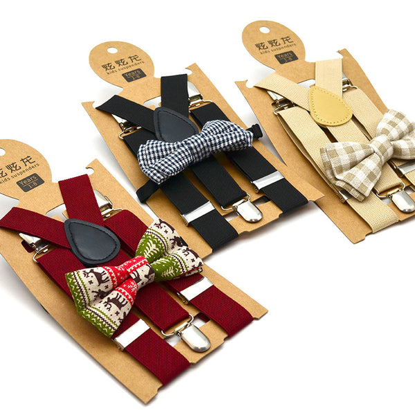 Conjunto de Tirantes y Pajarita Estampada para Niños