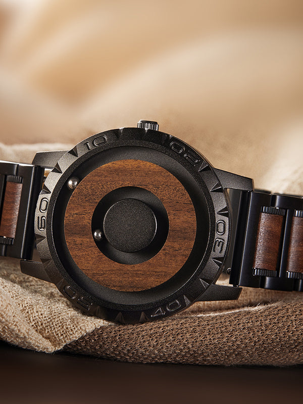 Reloj Minimalista de Bola Magnética en Palo de Rosa Sudafricano