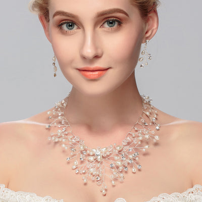 Conjunto de Aretes y Collar con Perlas y Cristales para Mujer - Image 55