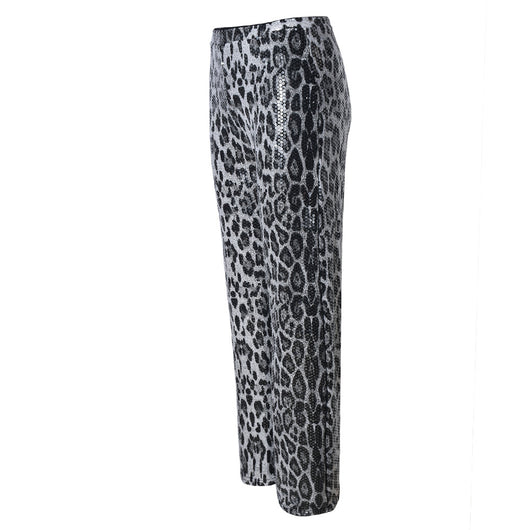 Pantalones Rectos Estampado Leopardo con Lentejuelas - Diseño Europeo - Image 31