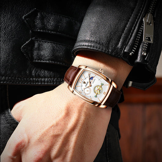 Reloj Mecánico Cuadrado con Tourbillon para Hombre