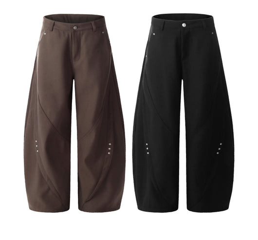 Pantalones Anchos de Tiro Alto con Costura Decorativa para Mujer - Image 2