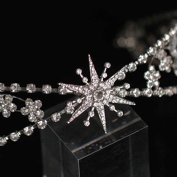 Corona Nupcial de Lujo con Circonitas y Cristales Brillantes