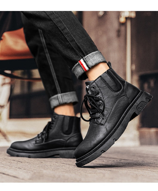 Botas Martin de Cuero para Hombre - Estilo Retro Versátil - Image 9