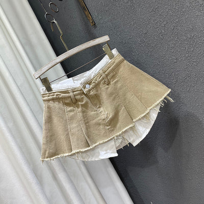 Falda A-Line Patchwork Irregular con Doble Efecto - Image 13