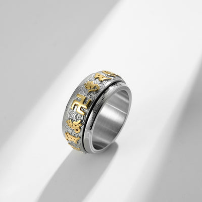 Anillo Mantra Budista Huiwen Guochao - Acero Inoxidable - Image 10