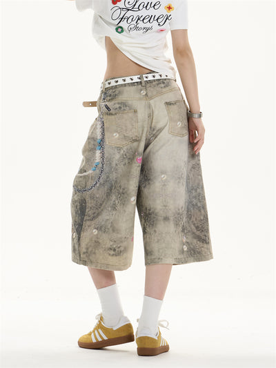 Jeans Anchos Sueltos Estampados Cropped para Mujer - Image 12
