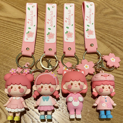 Llaveros Lindos de Muñeca Flor de Cerezo con Diseño Nuevo