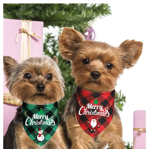 Pañuelo Triangular Navideño para Mascotas a Cuadros - Image 17