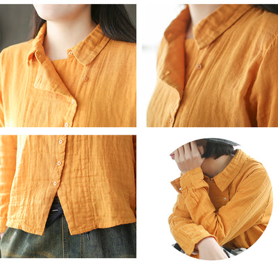 Camisa Retro de Algodón y Lino con Diseño Diagonal - Image 4