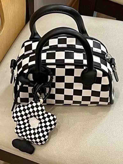 Bolso Pequeño Cuadros con Dije de Flor - Diseño Exclusivo y Moderno - Image 4