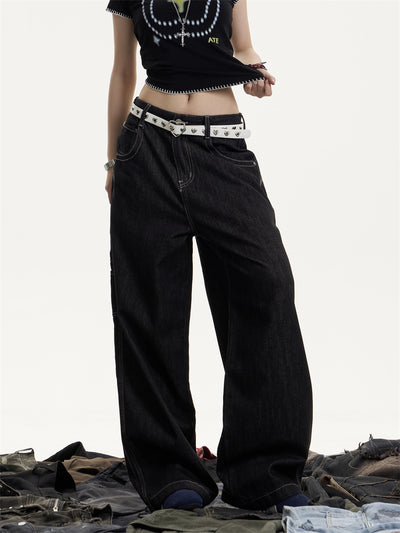 Jeans Retro Americano Desgastado Mujer Corte Recto Holgado - Image 13