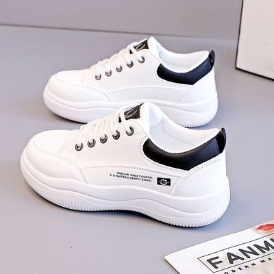 Tenis Blancos de Cuero Estilo Coreano Multiuso para Mujer - Image 7