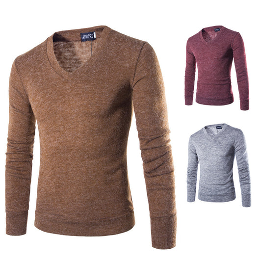 Suéter V-Neck de Felpa de Conejo para Hombre - Diseño Liso Tendencia - Image 8